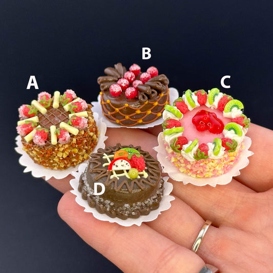Handmade fruit cake in  1:12 scale for dollhouse miniature polymer clay