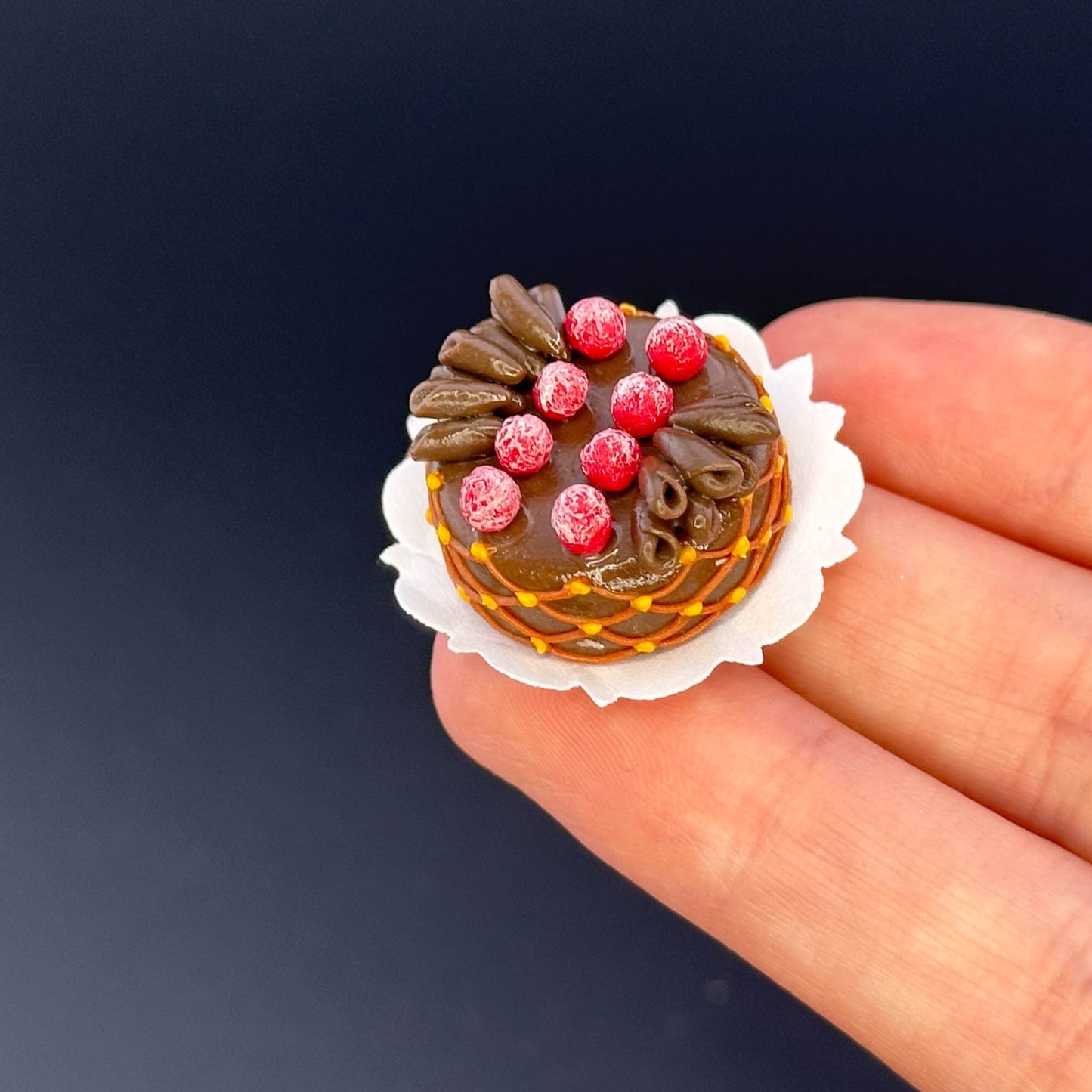 Handmade fruit cake in  1:12 scale for dollhouse miniature polymer clay