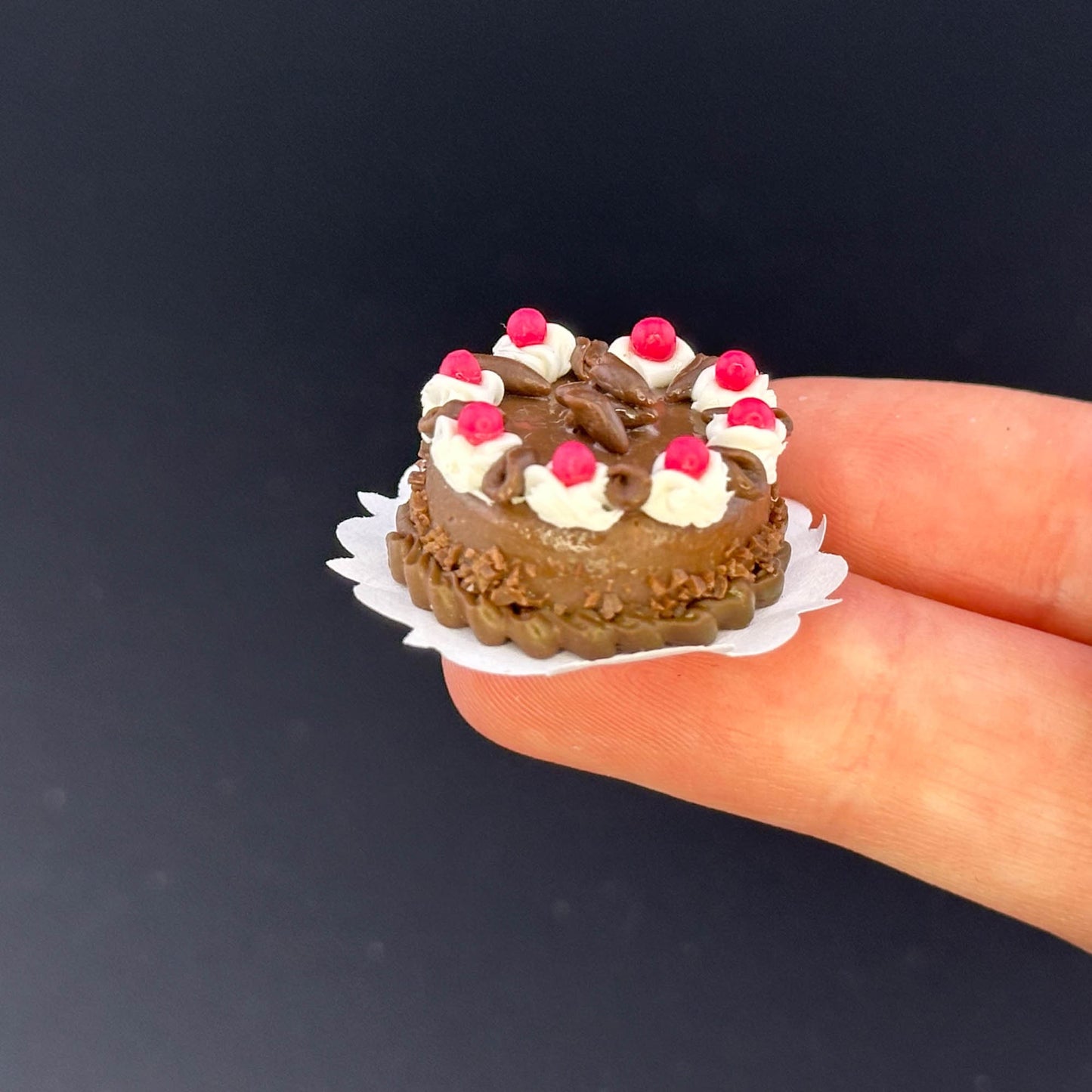 Handmade chocolate cake in  1:12 scale for dollhouse miniature polymer clay