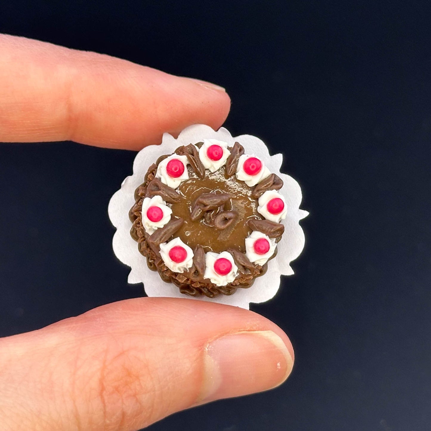 Handmade chocolate cake in  1:12 scale for dollhouse miniature polymer clay