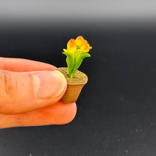 Handmade flowers plant in Terracotta Pot Dollhouse Miniatures  1:12 scale plants flower garden bloom