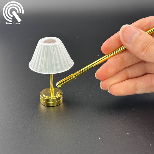 Miniature Touchless operation with Wand 1:12 DIY Do-It-Yourself Brass gold table light Dollhouse No-touch No-Switch Stick Tabletop