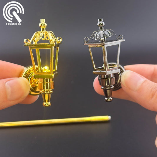 Miniature Touchless operation with Wand 1:12 Victorian Carriage lamp light Sconce outdoor LED Dollhouse No-touch No-Switch Stick Fairy Magic