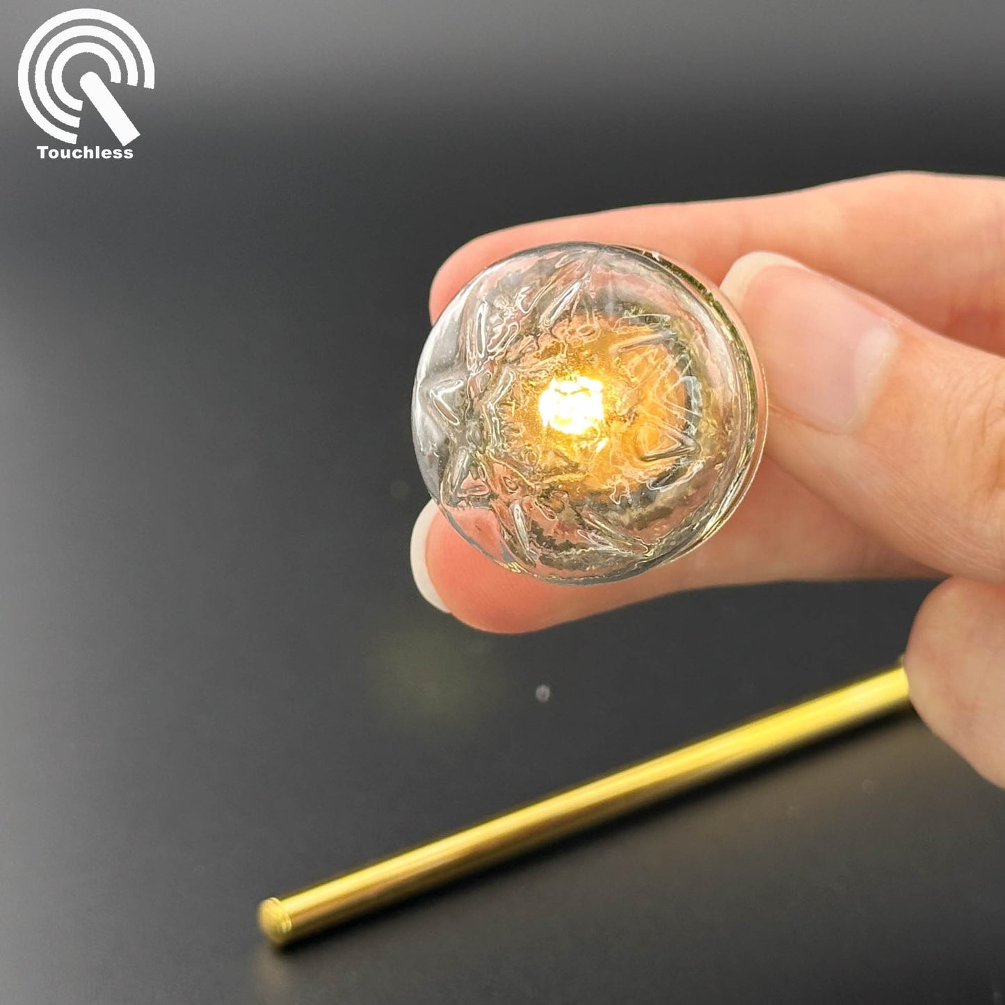 Miniature Copper ceiling lamp Touchless operation with Wand clear glass shade LED  1:12 scale for dollhouse No-touch No-Switch