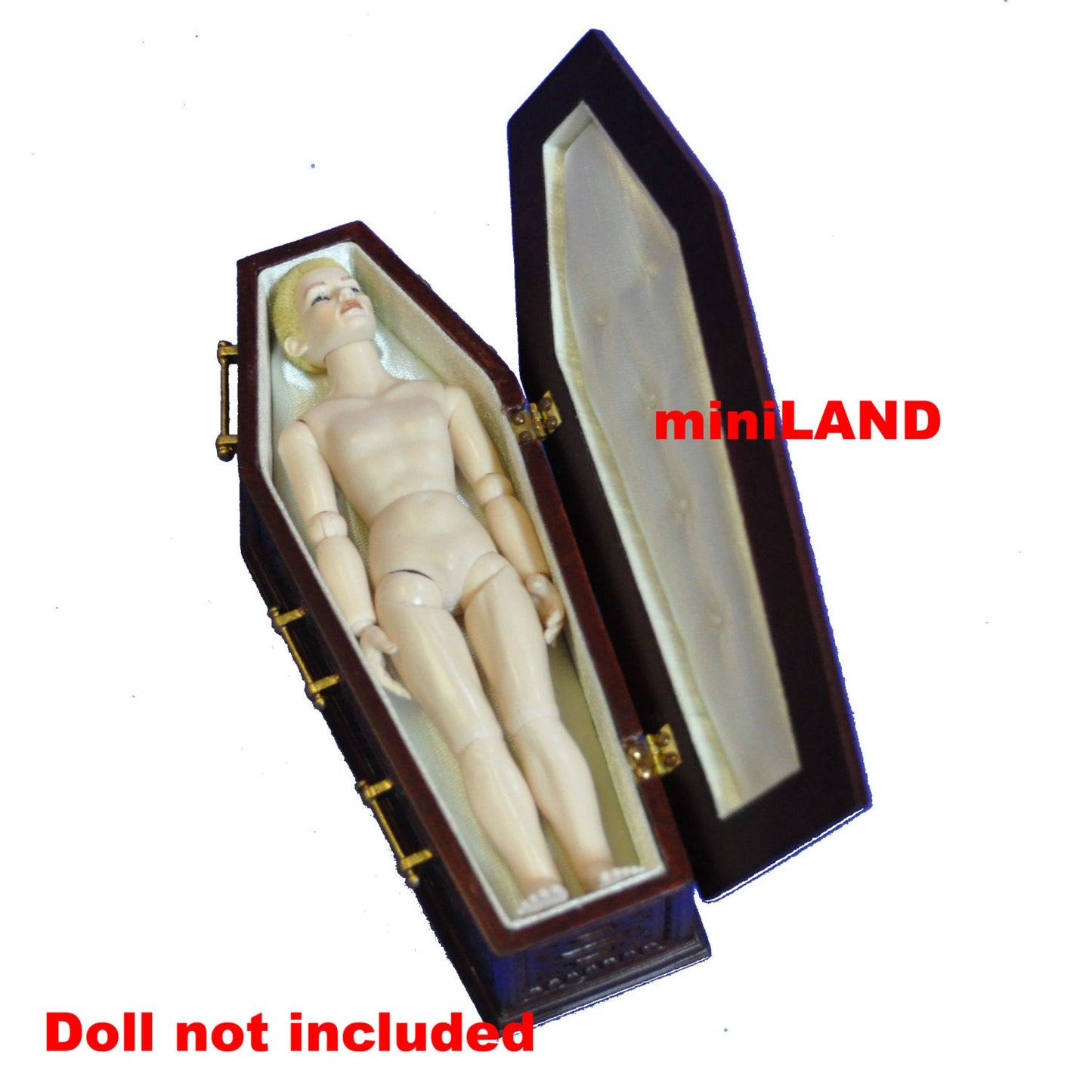 Coffin WN wood top Dollhouse miniature 1:12 scale fit Heidi Ott dolls funeral