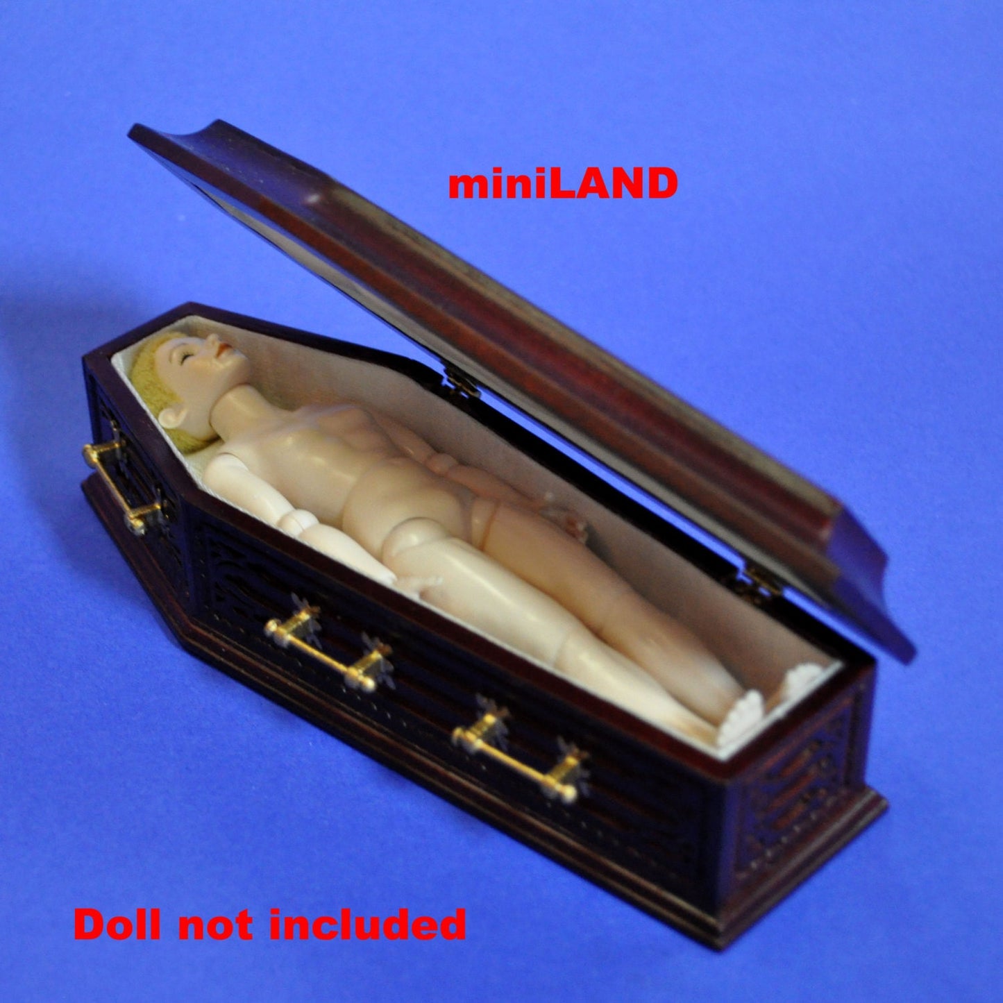 Coffin MH wood top Dollhouse miniature 1:12 scale fit Heidi Ott dolls funeral