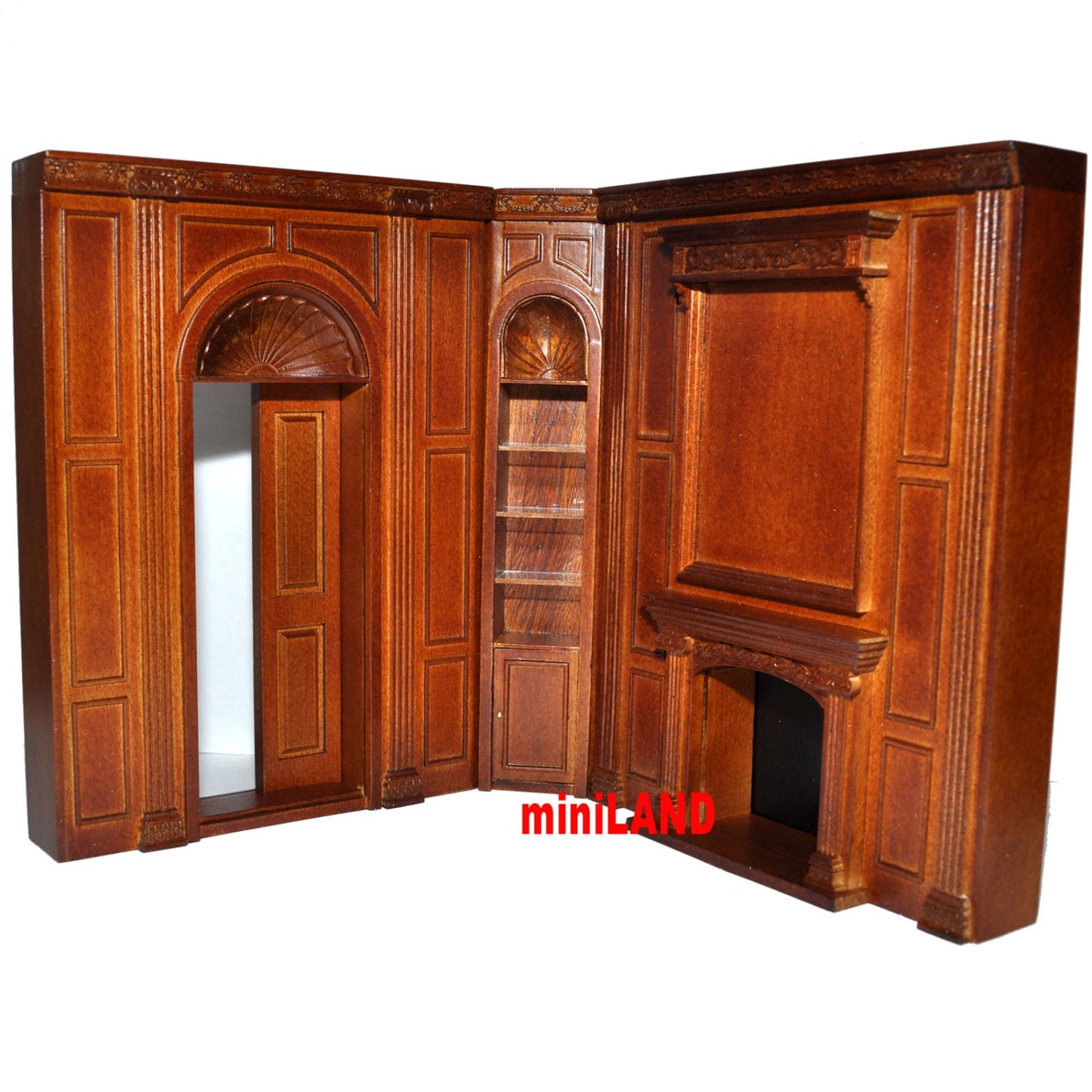 MANOR Fireplace unit Dollhouse miniature furniture wall panel roombox 7.5"W 1:12 Scale