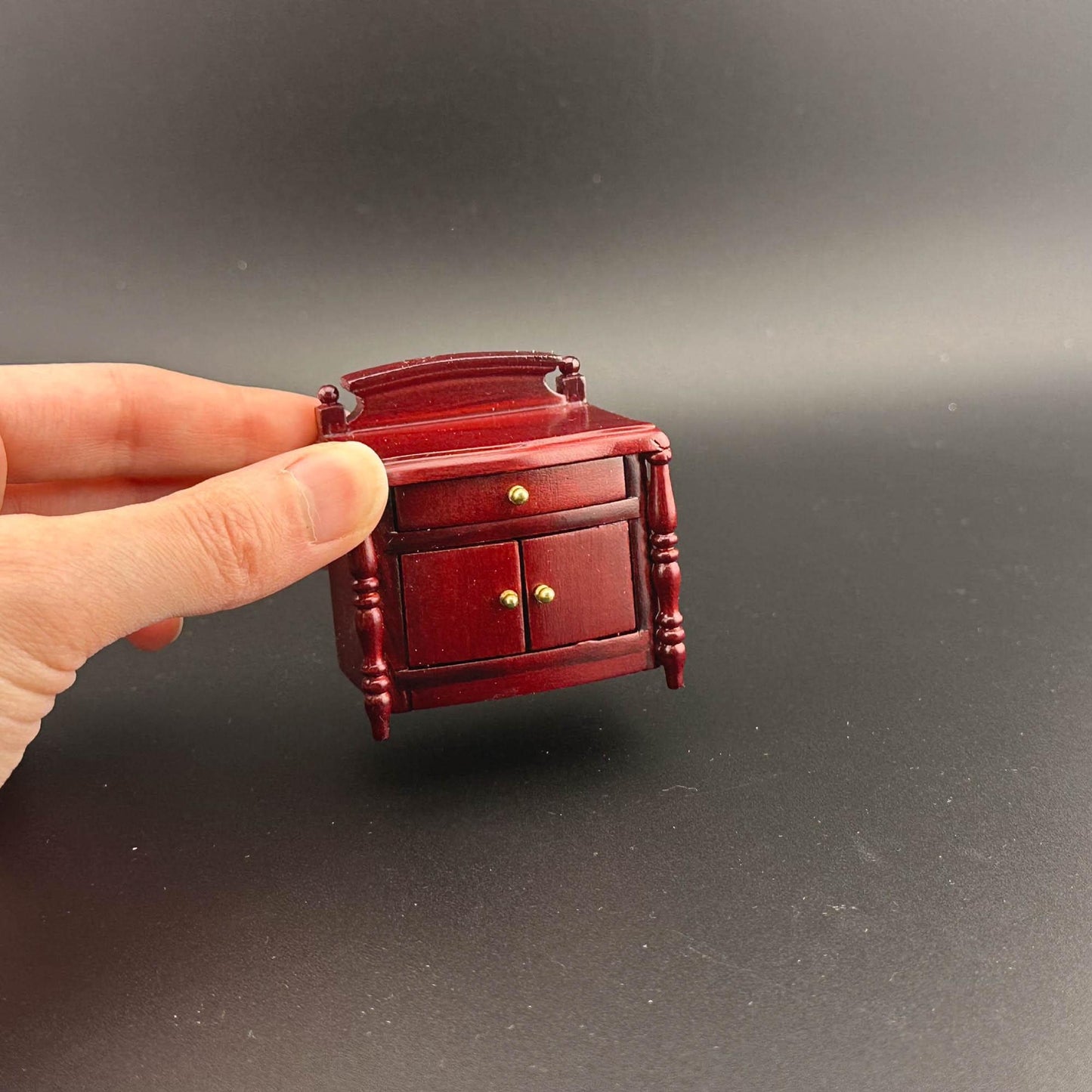 Miniature bed stand for 1:12 scale dollhouse wood In mahogany color