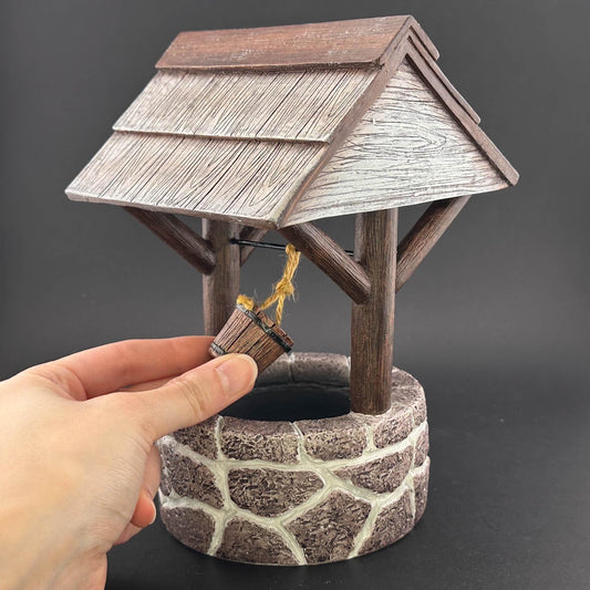 Fieldstone Wishing Well for 1:12 dollhouse miniature Polyresin with a realistic finish with a bucket