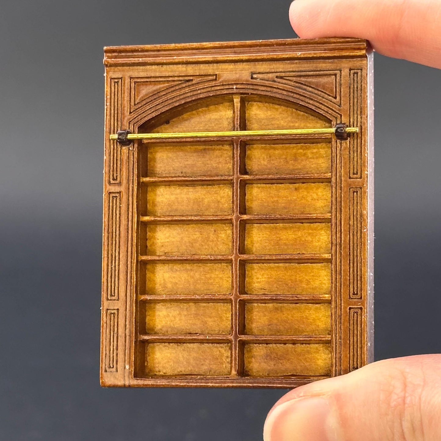 1:48 scale wall panels handcrafted wood  quarter scale  WALNUT 1/48 Top Quality dollhouse miniature shelves fireplace door window