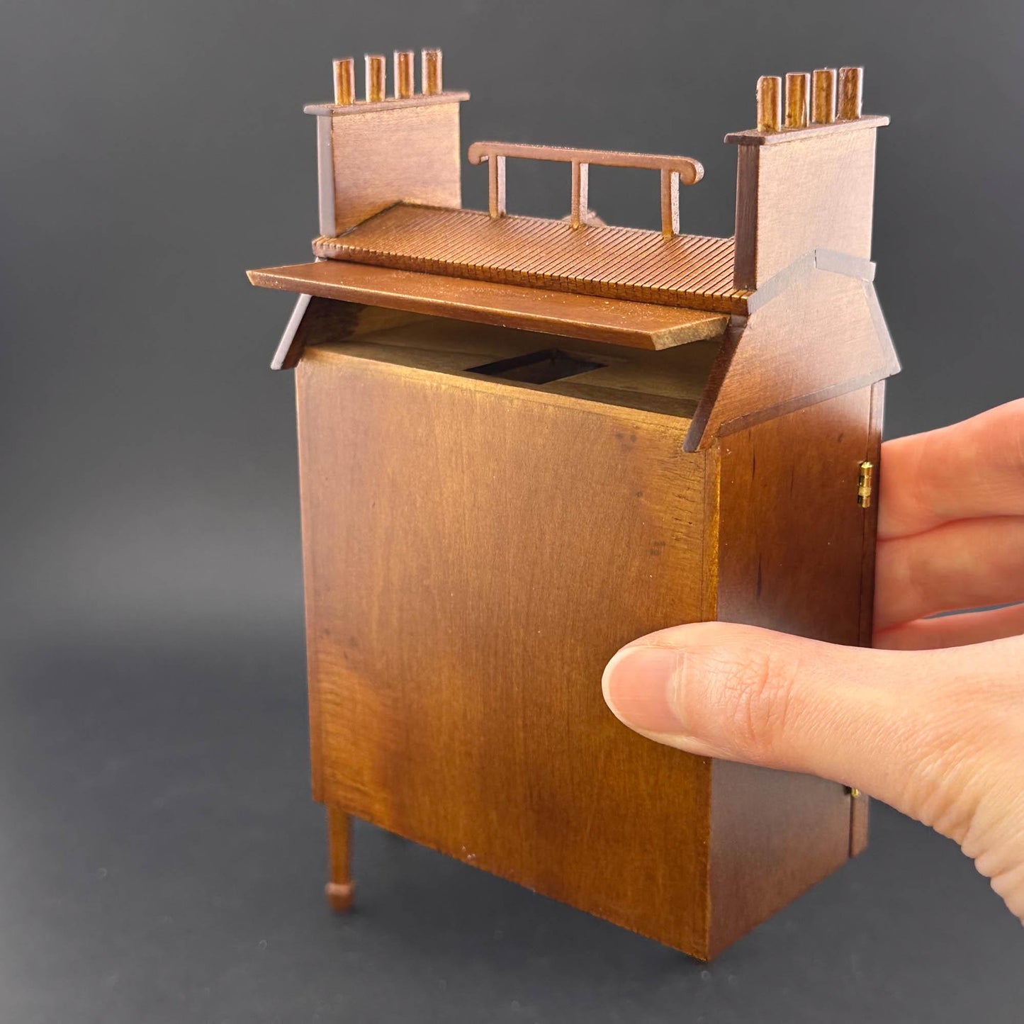 French Townhouse Dollhouse for 1:12 Dollhouse with Table WALNUT 1/144 scale Top Quality front opening 4-floors and shops stores staircases