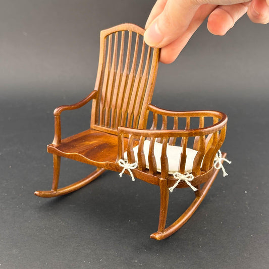 Miniature baby crib chair bench Spindle Windsor Style for 1:12 scale dollhouse top quality handmade of wood nursery room -  nanny rocker