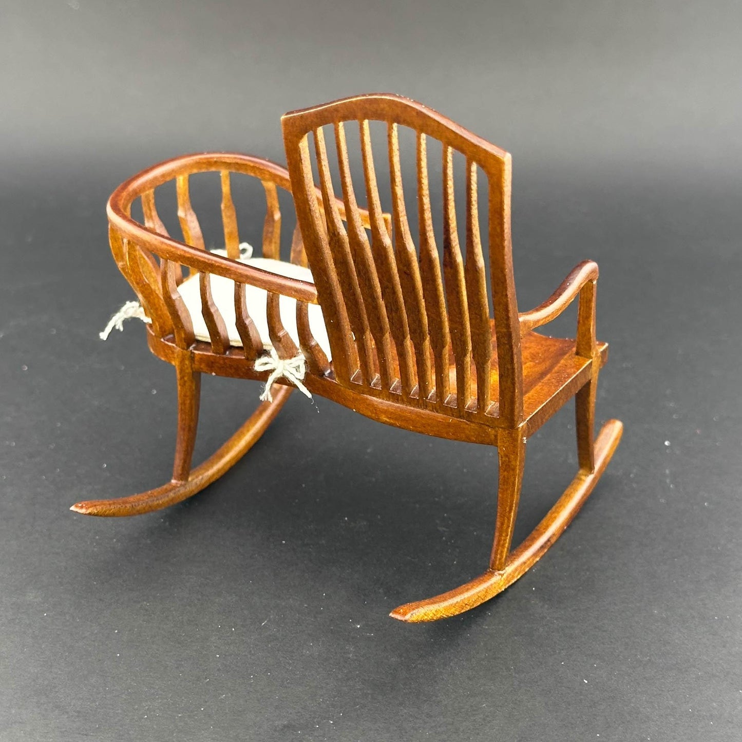 Miniature baby crib chair bench Spindle Windsor Style for 1:12 scale dollhouse top quality handmade of wood nursery room -  nanny rocker