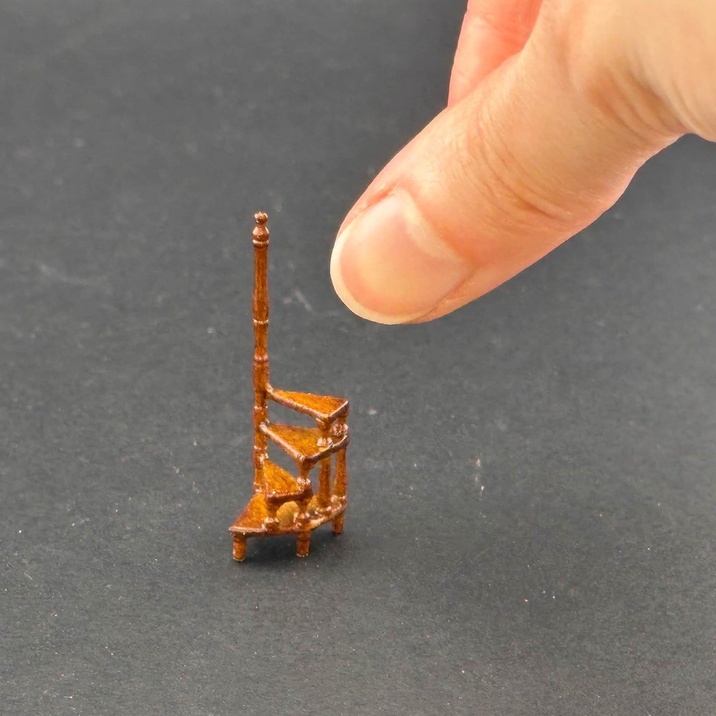 1:48 scale Library office step ladder handcrafted wood  quarter scale  WALNUT 1/48 Top Quality dollhouse miniature