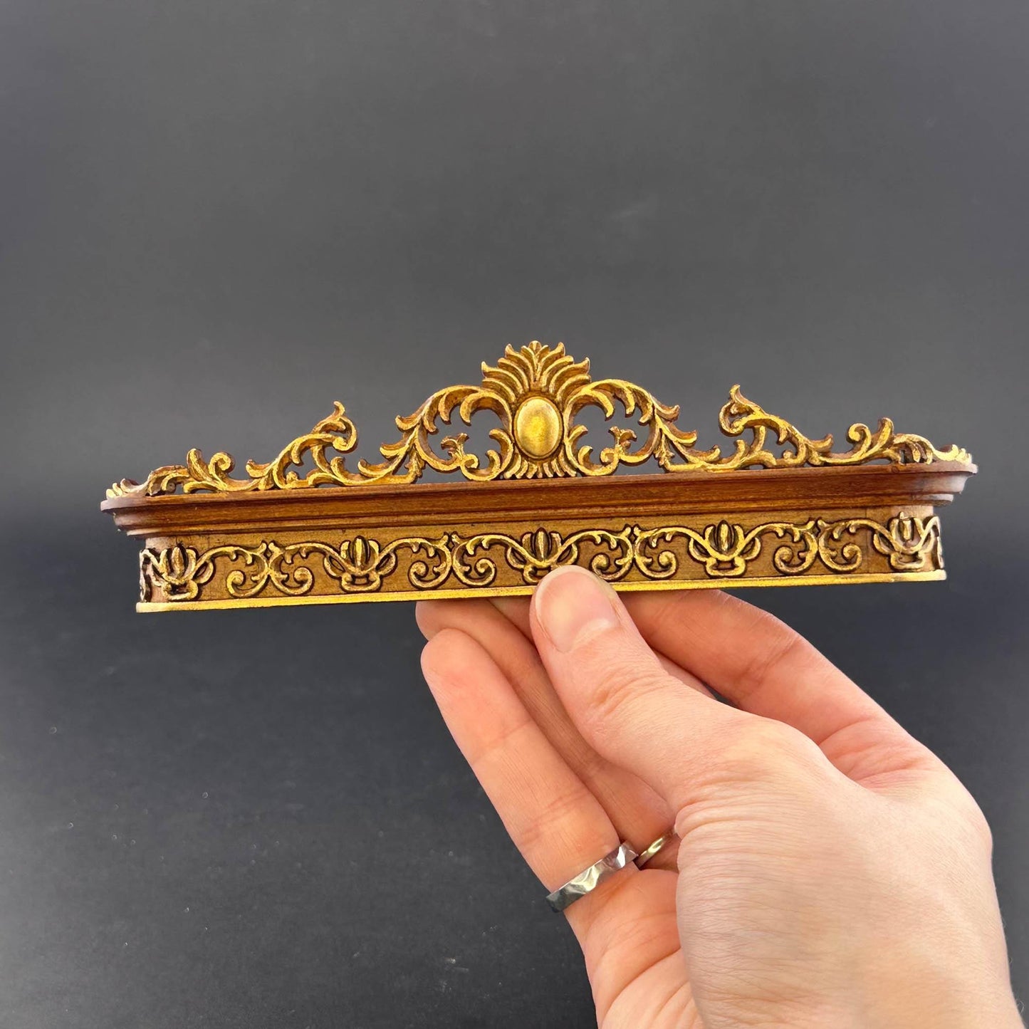 Miniature wooden ornate Victorian single window cornice Curtain box 1:12 scale handcrafted