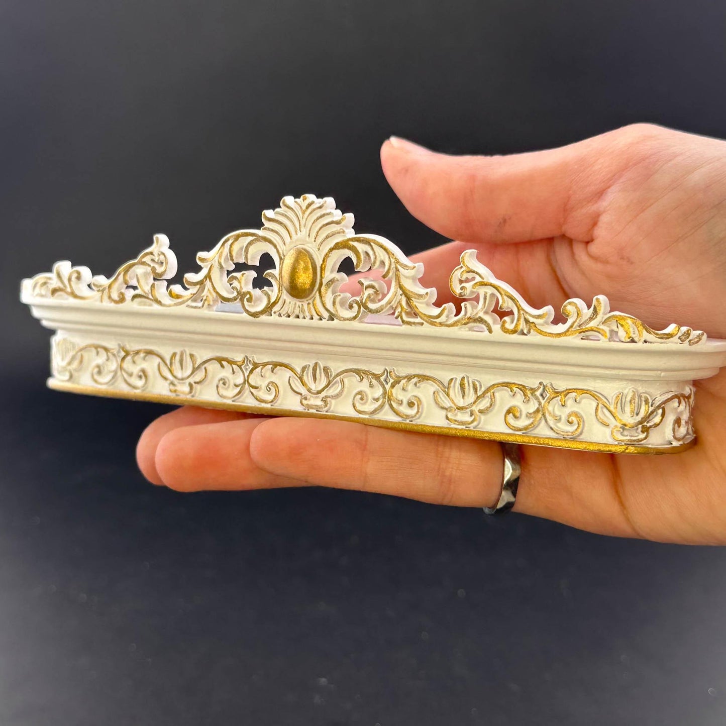 Miniature wooden ornate Victorian single window cornice Curtain box 1:12 scale handcrafted