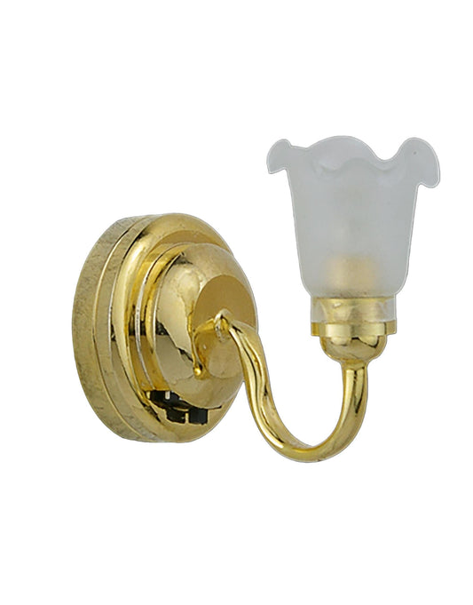 Brass Wall sconce small tulip flower shade LED Super bright with On/off switch for Dollhouse miniature 1:12 scale