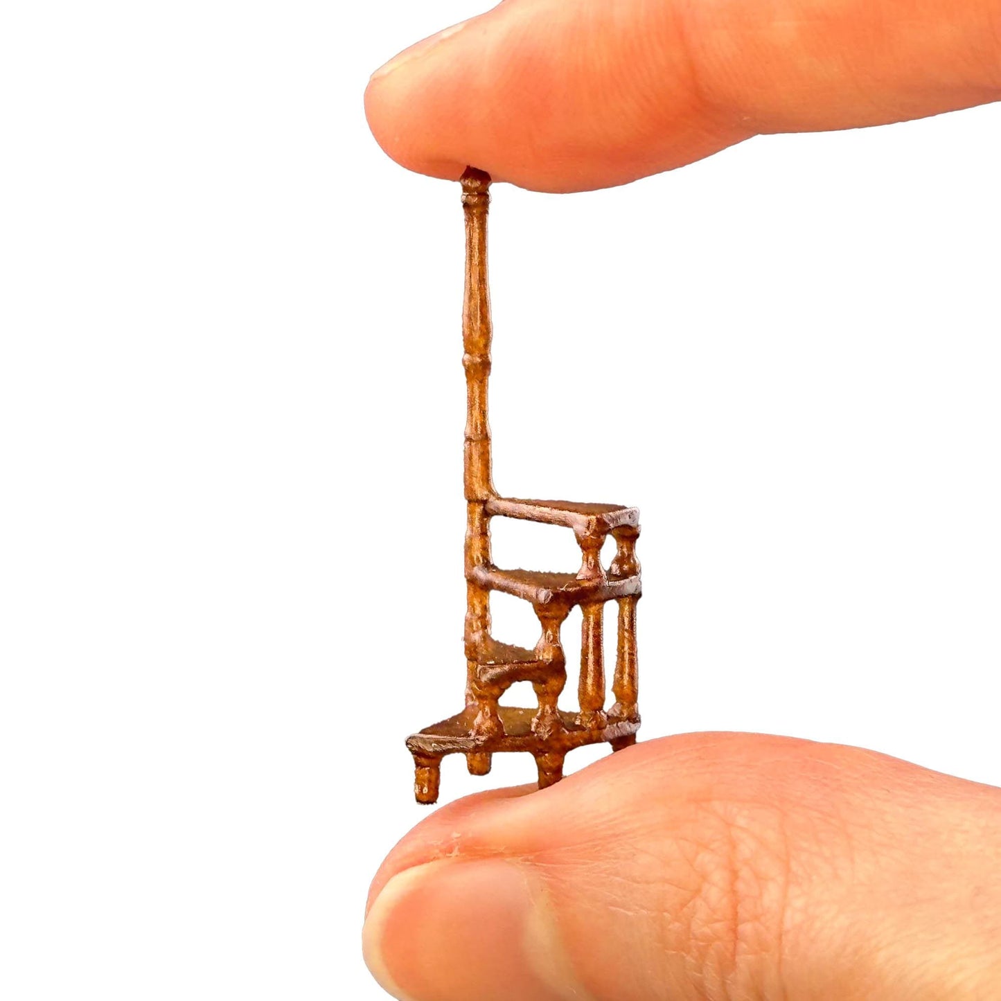 1:48 scale Library office step ladder handcrafted wood  quarter scale  WALNUT 1/48 Top Quality dollhouse miniature