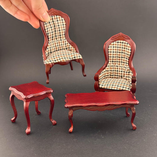 Mission furniture Set 4pcs FAMILY living ROOM set 1:12 scale dollhouses miniature chair coffee table