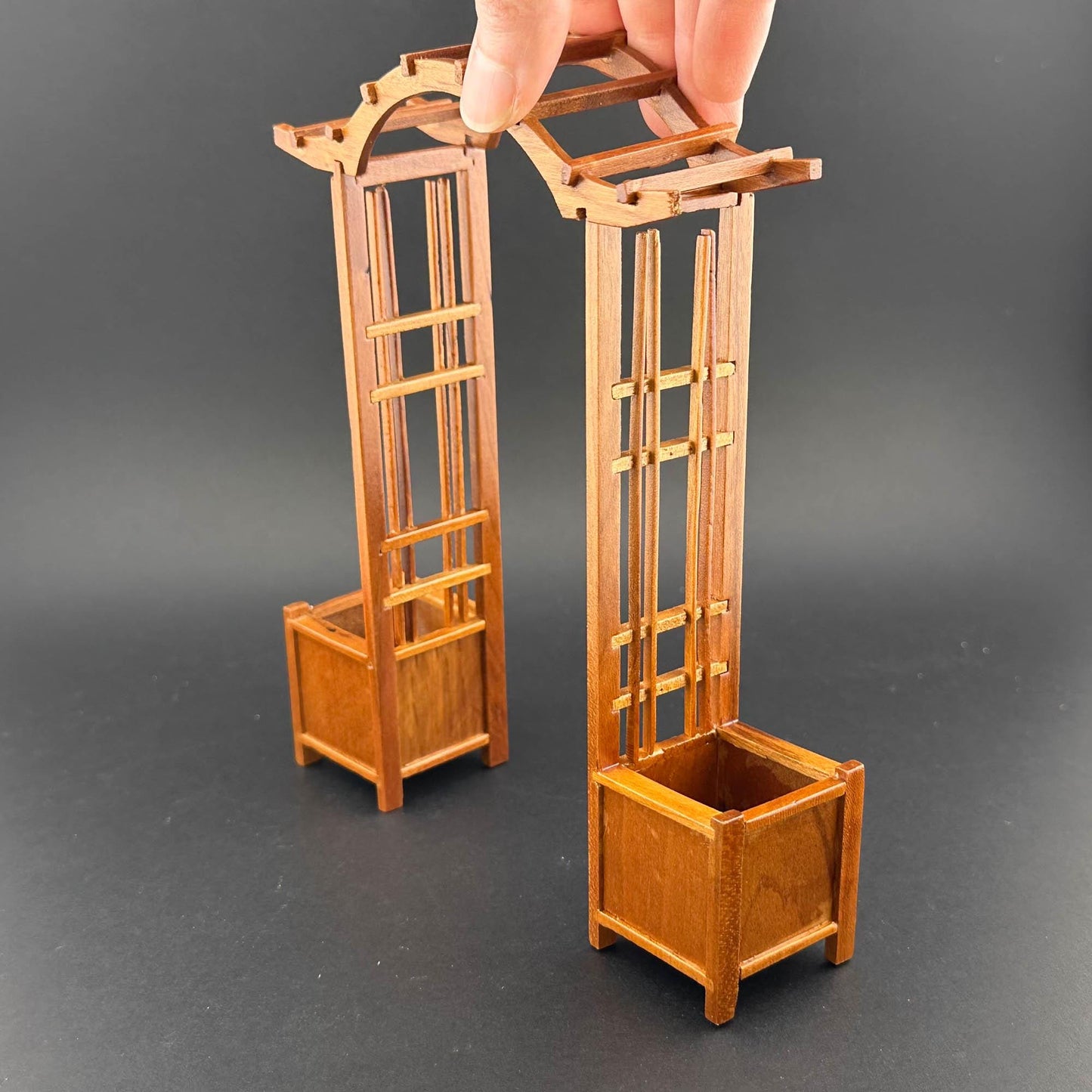 Miniature Wooden Garden canopy Arbor Archway and Planters for dollhouse 1:12 garden economic kit