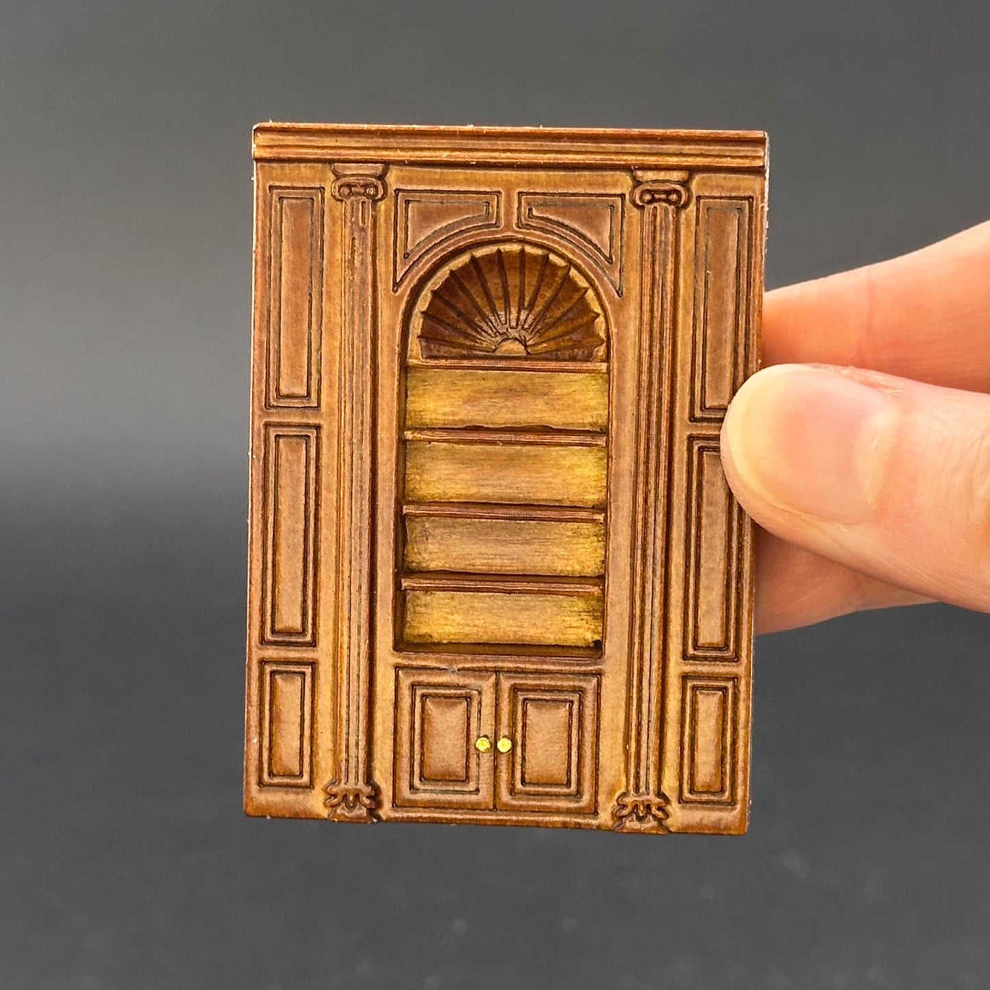 1:48 scale wall panels handcrafted wood  quarter scale  WALNUT 1/48 Top Quality dollhouse miniature shelves fireplace door window