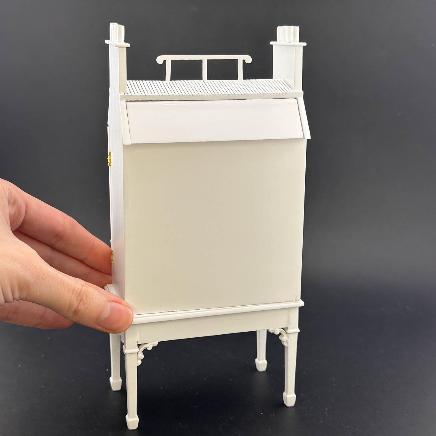 French Townhouse Dollhouse for 1:12 Dollhouse with Table WHITE 1/144 scale Top Quality front opening Four floors and shops stores staircases