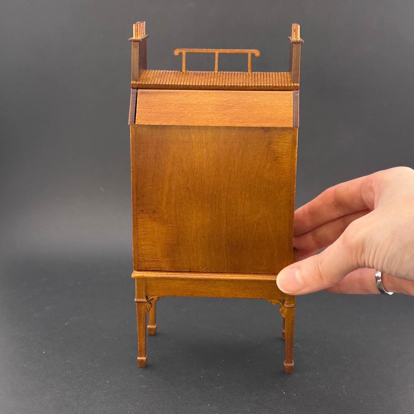 French Townhouse Dollhouse for 1:12 Dollhouse with Table WALNUT 1/144 scale Top Quality front opening 4-floors and shops stores staircases
