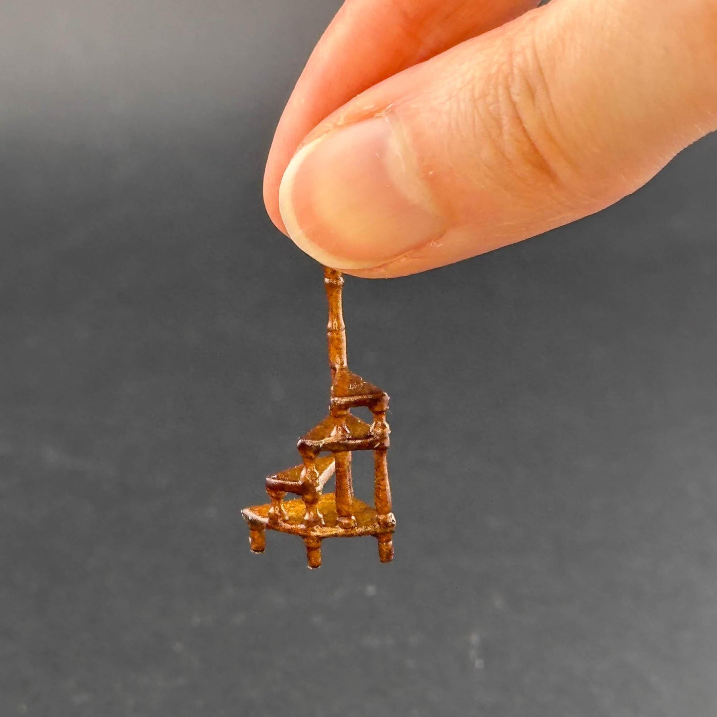 1:48 scale Library office step ladder handcrafted wood  quarter scale  WALNUT 1/48 Top Quality dollhouse miniature