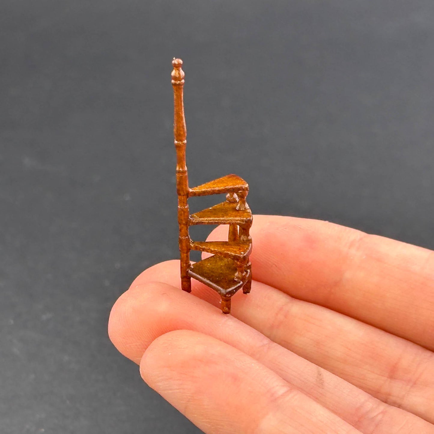 1:48 scale Library office step ladder handcrafted wood  quarter scale  WALNUT 1/48 Top Quality dollhouse miniature