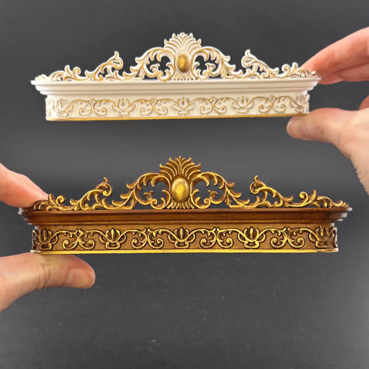 Miniature wooden ornate Victorian single window cornice Curtain box 1:12 scale handcrafted