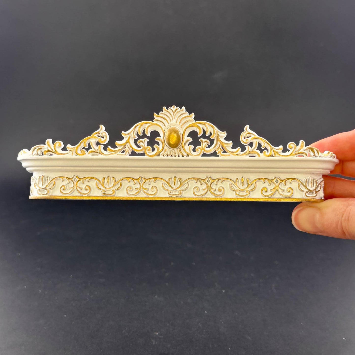 Miniature wooden ornate Victorian single window cornice Curtain box 1:12 scale handcrafted