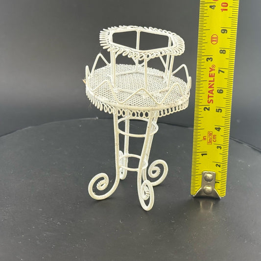 White Metal wire Plant Stand  for 1:12 dollhouse miniature garden