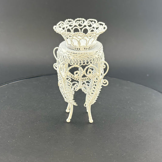 Elegant White Metal Wire Plant Stand for 1:12 dollhouse miniature garden