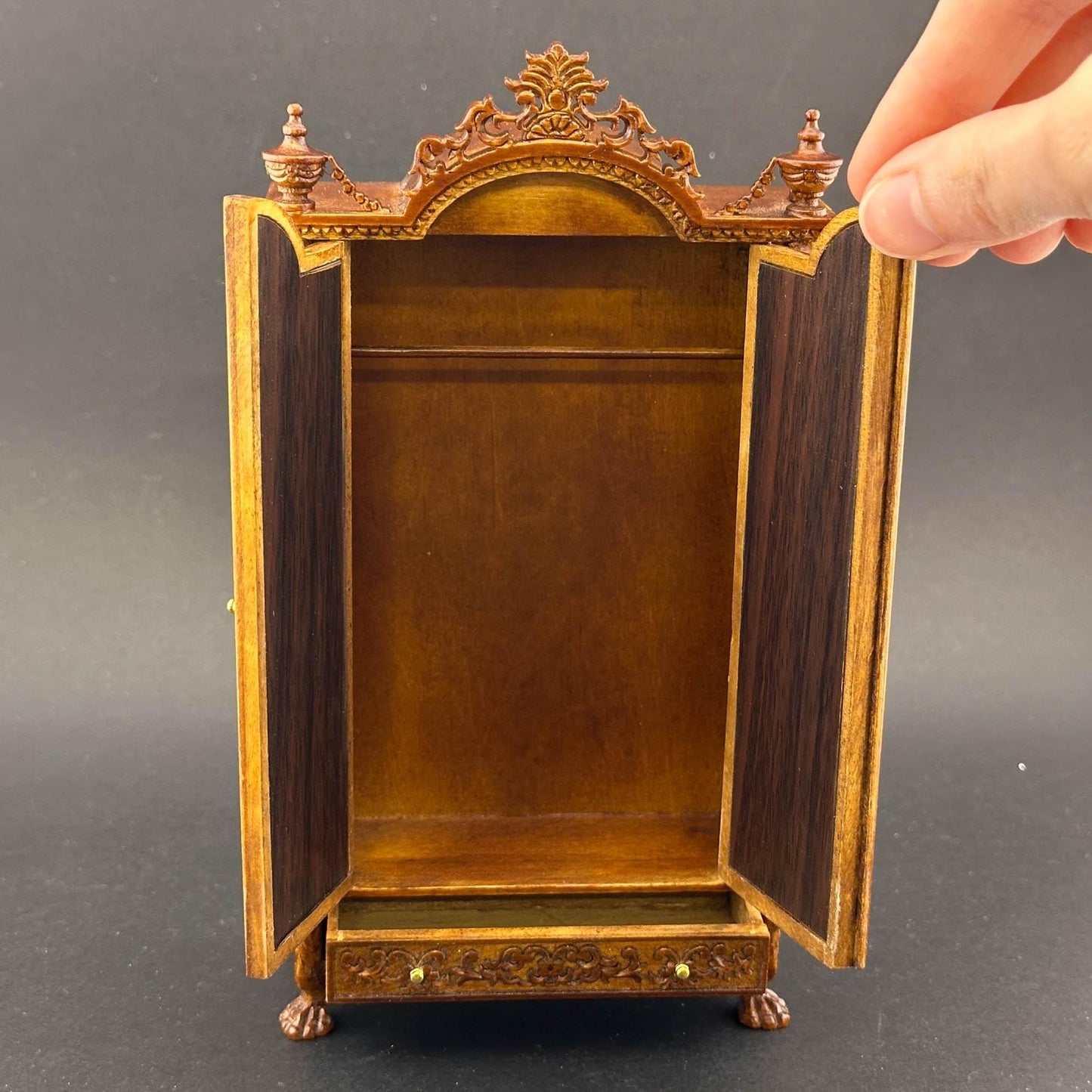 Victorian Quality WARDROBE for 1:12 Scale dollhouse miniature walnut wood bed room mirror 4142WN