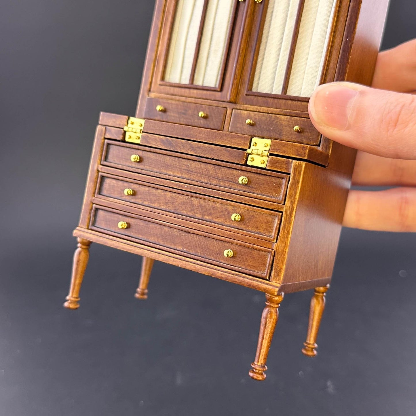 Victorian bookcase folding desk chest of drawers and covert shelves for 1:12 dollhouse miniature shelf table Y2255 WN