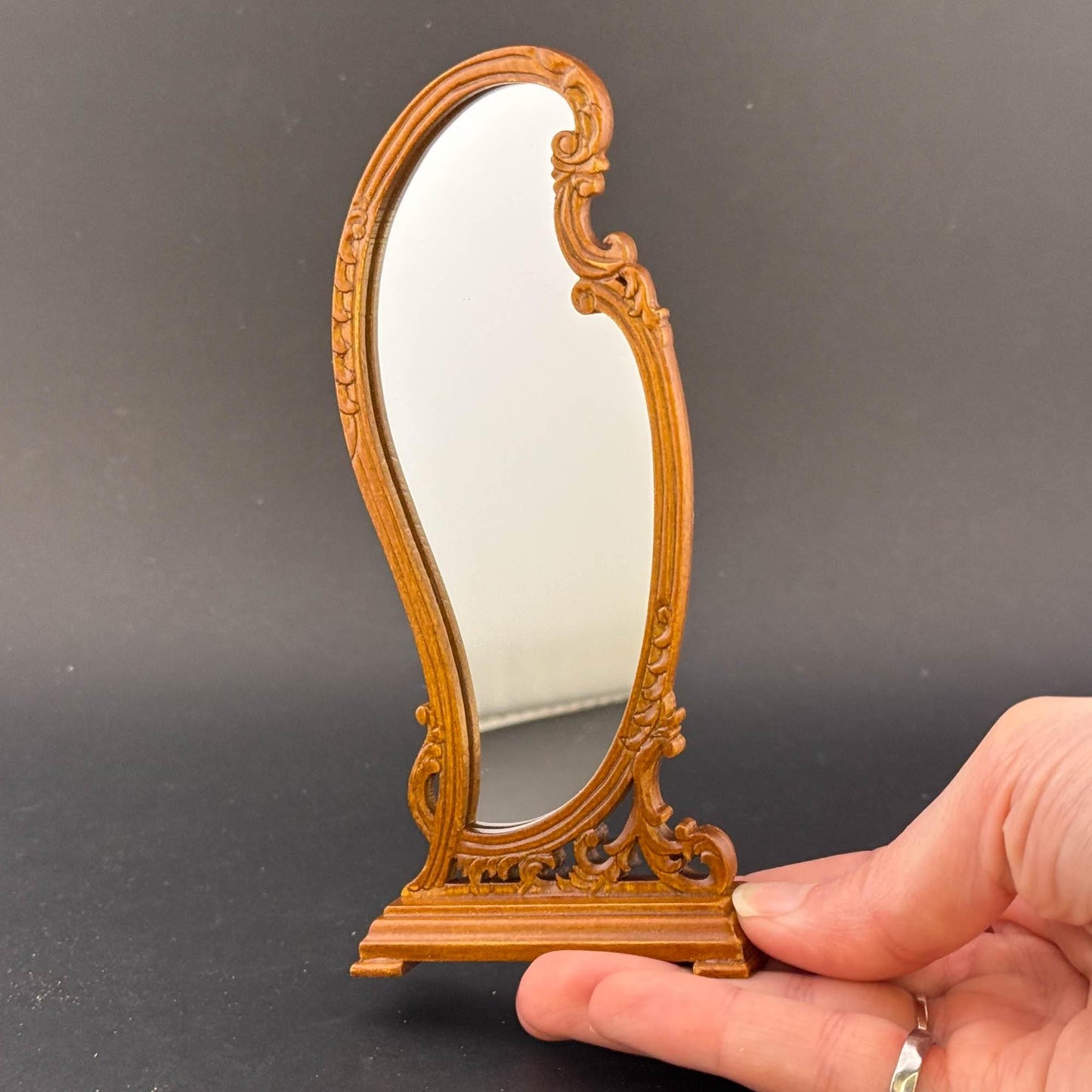 Victorian Floor mirror for dollhouse miniature 1:12 scale walnut bedroom store