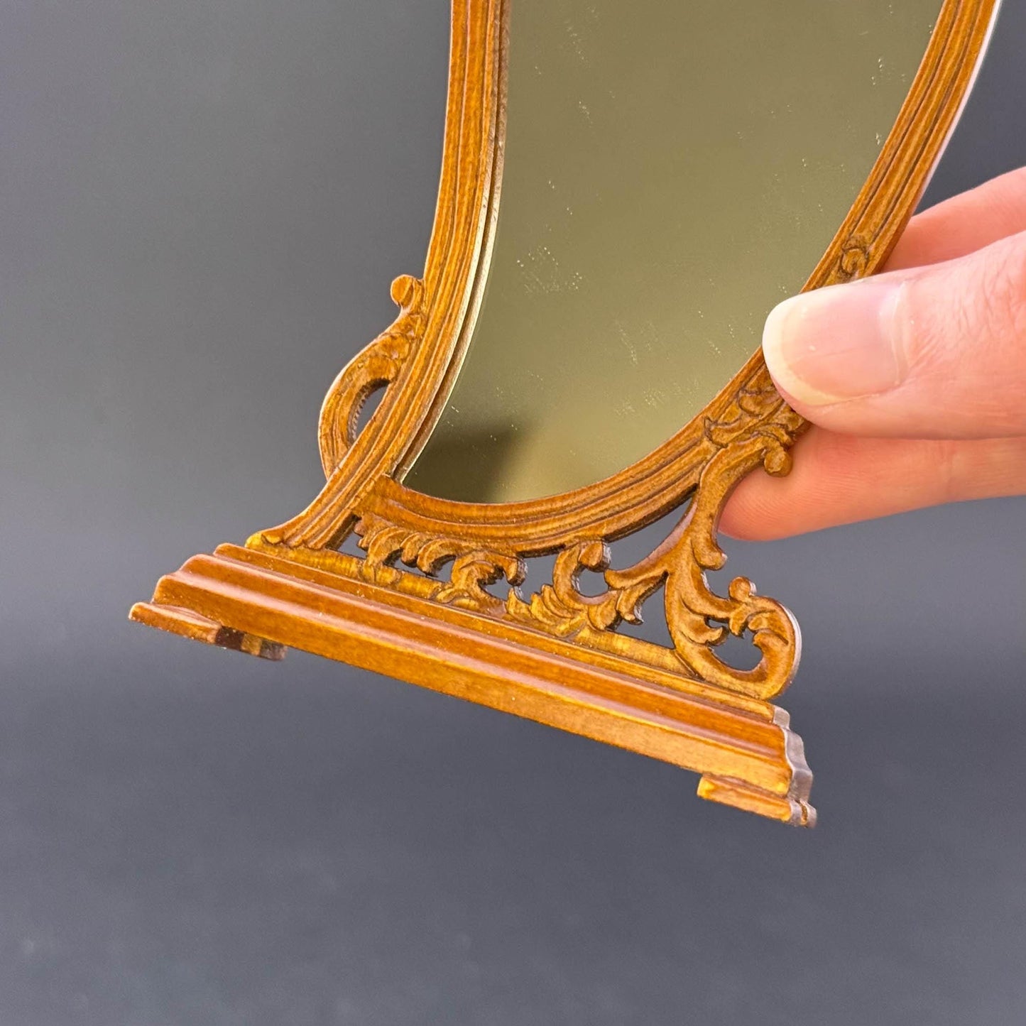 Victorian Floor mirror for dollhouse miniature 1:12 scale walnut bedroom store