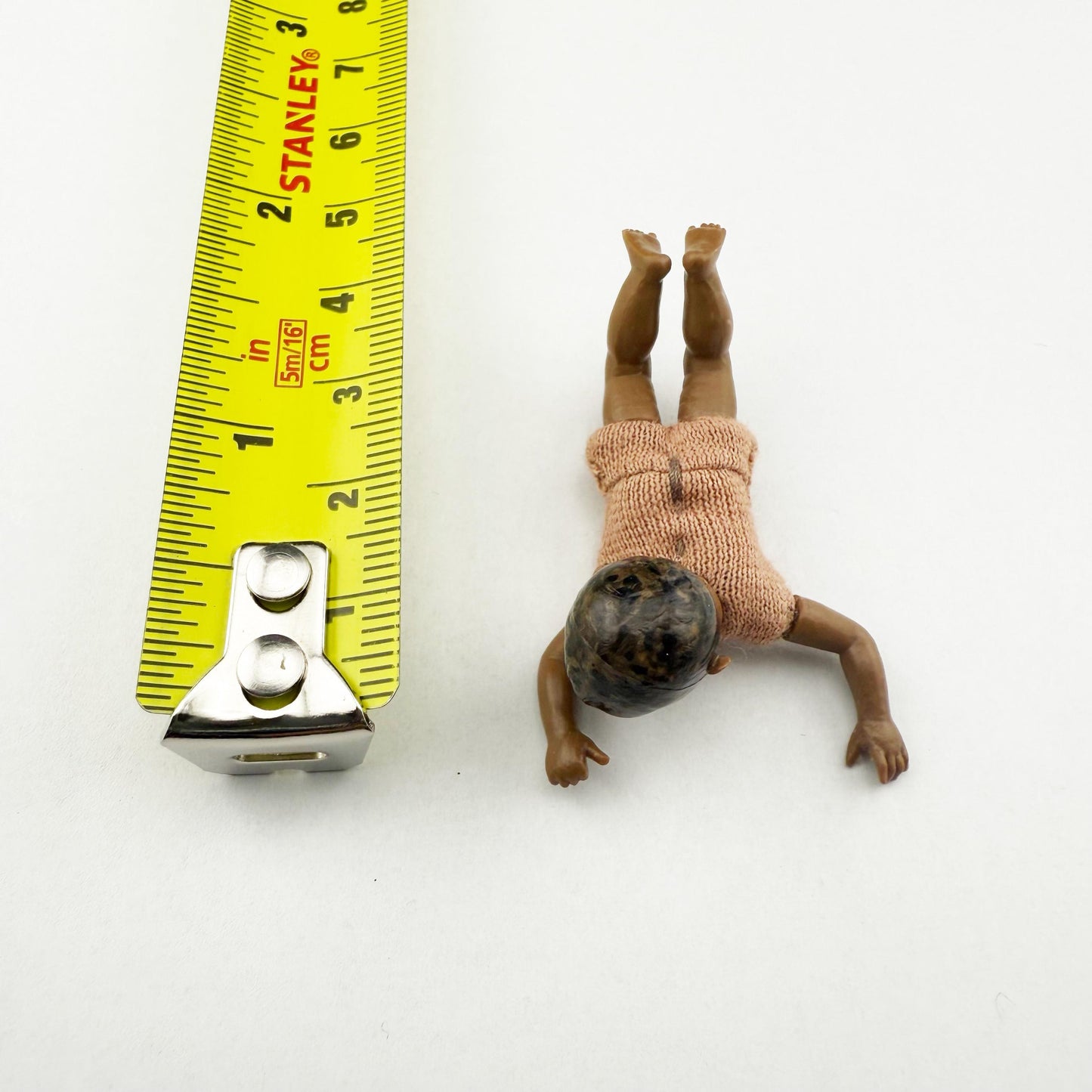 Rare 1:12 Scale Crawling Baby Doll – Dark Skin – Artisan Made by Heidi Ott, Switzerland new