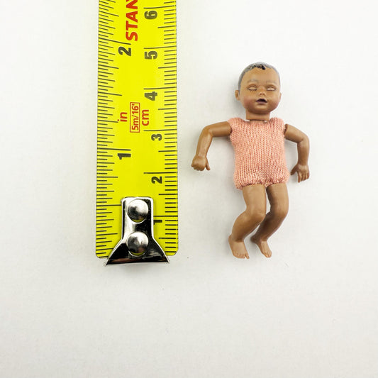 Rare 1:12 Scale Sleeping  Baby Doll – Dark Skin – Artisan Made by Heidi Ott, Switzerland new