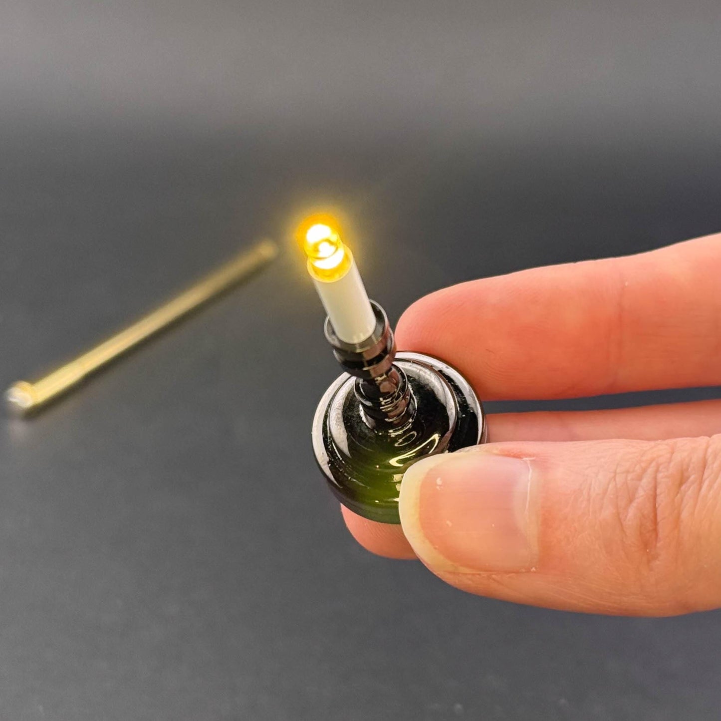 Miniature Touchless operation with Wand  1:12 table lamp LED for Dollhouse No-touch No-Switch Black candlestick