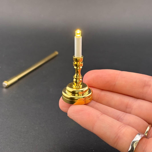 Miniature Touchless operation with Wand  1:12 table lamp LED for Dollhouse No-touch No-Switch Brass candlestick