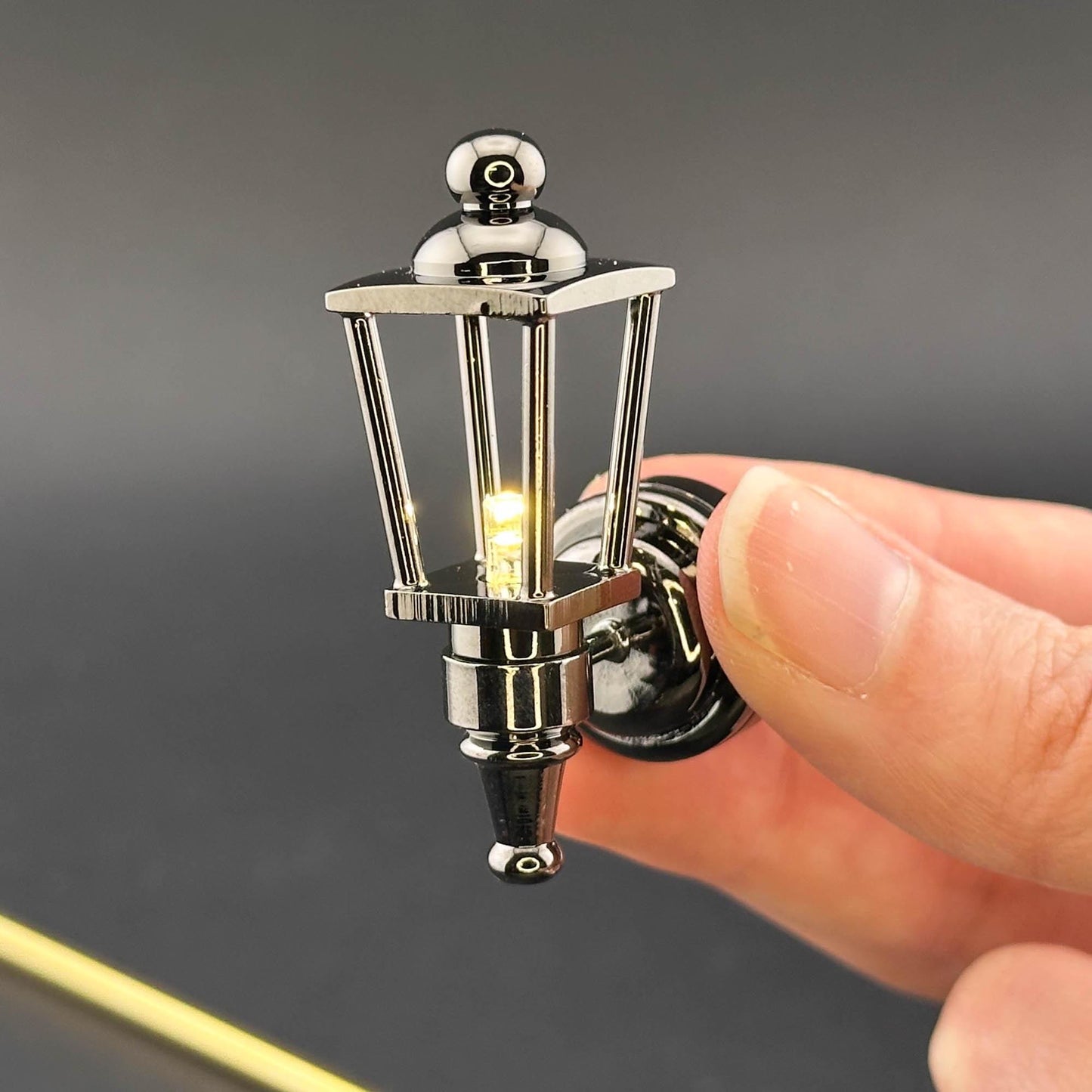 Miniature Touchless operation with Wand 1:12 Victorian classic Black Carriage lamp light Sconce outdoor LED Dollhouse No-touch No-Switch