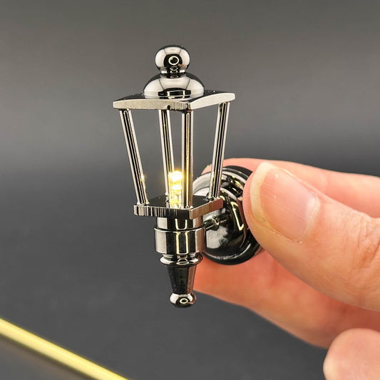 Miniature Touchless operation with Wand 1:12 Victorian classic Black Carriage lamp light Sconce outdoor LED Dollhouse No-touch No-Switch