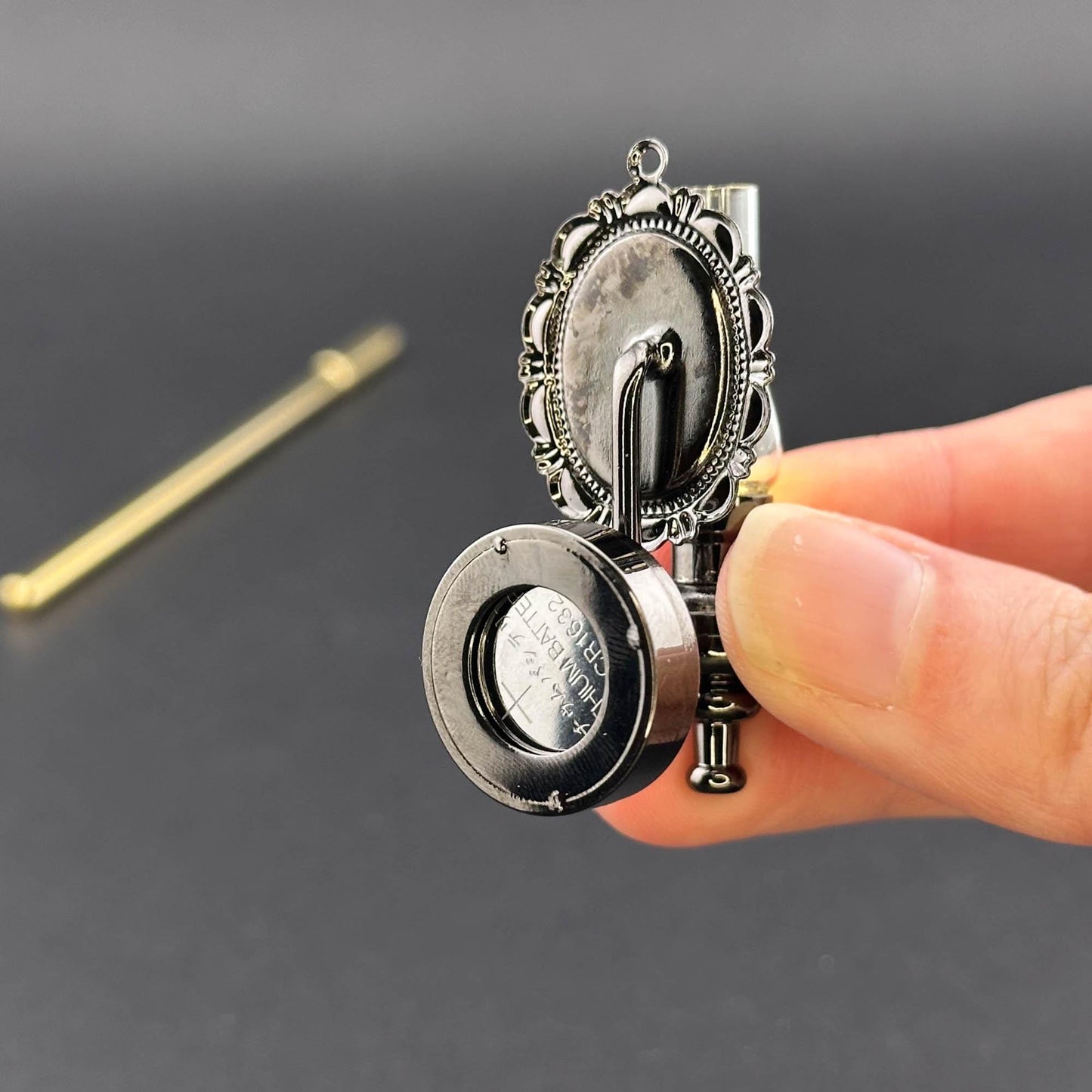 Miniature Touchless operation with Wand 1:12 Fancy Victorian wall sconce oil lamp LED light Dollhouse No-touch No-Switch Gunmetal Black