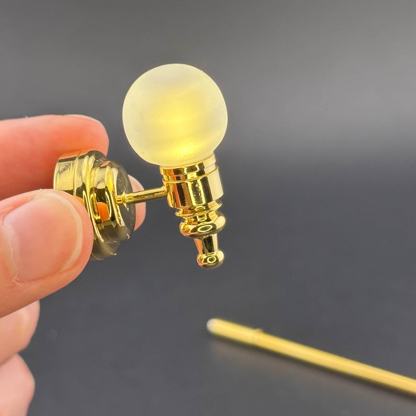 Miniature Touchless operation with Wand 1:12  frosted Globe Wall Sconce Brass LED Dollhouse No-touch No-Switch