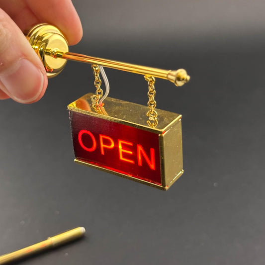 Miniature Touchless operation with Wand 1:12 brass open signlamp LED light Dollhouse No-touch No-Switch Stick Fairy Magic