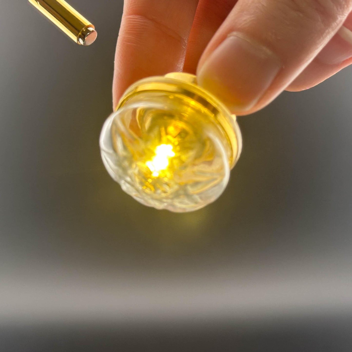 Miniature brass ceiling lamp Touchless operation with Wand clear shade LED  1:12 scale for dollhouse No-touch No-Switch