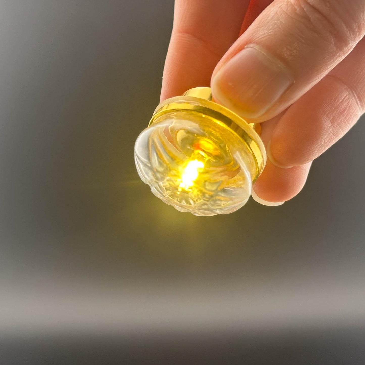 Miniature brass ceiling lamp Touchless operation with Wand clear shade LED  1:12 scale for dollhouse No-touch No-Switch