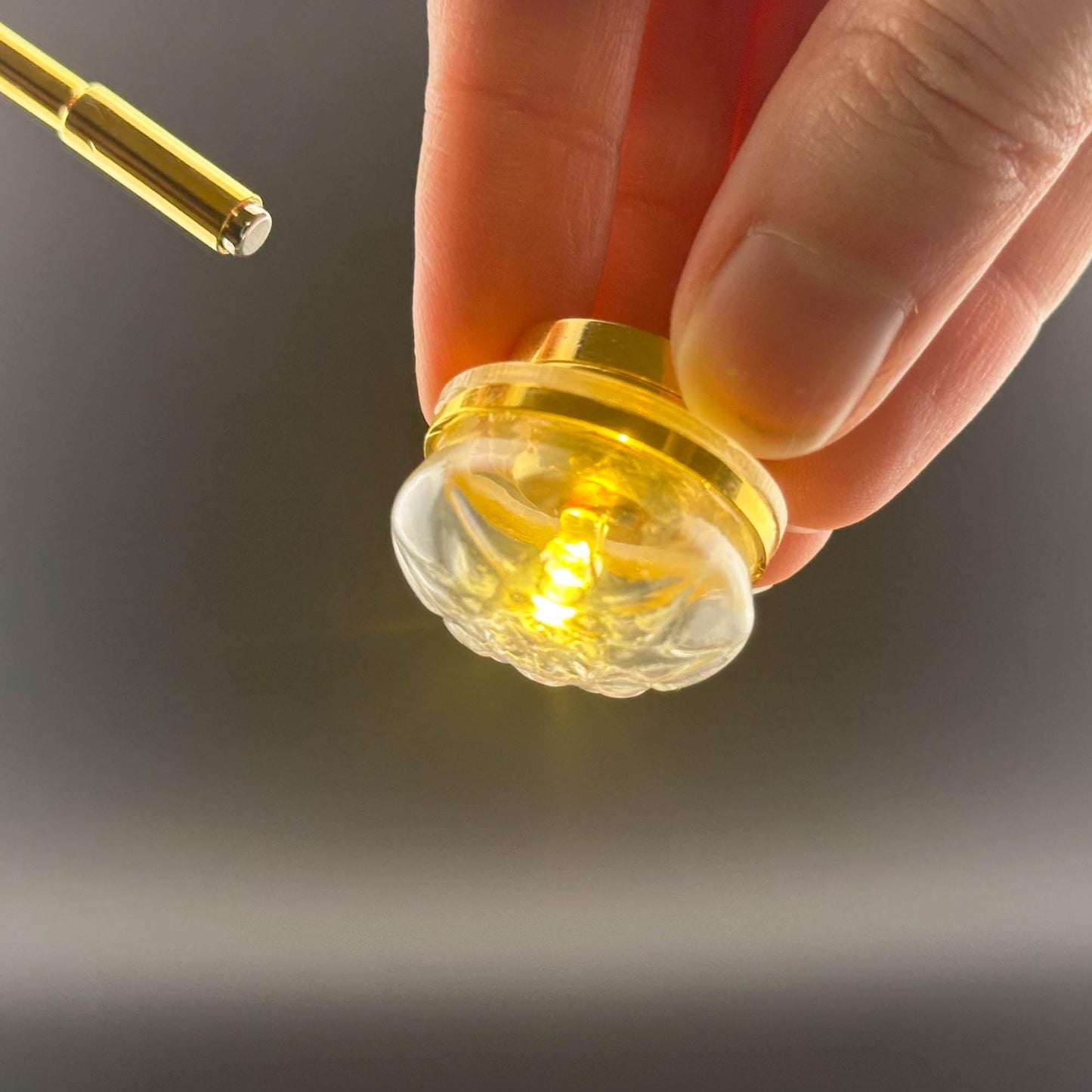 Miniature brass ceiling lamp Touchless operation with Wand clear shade LED  1:12 scale for dollhouse No-touch No-Switch