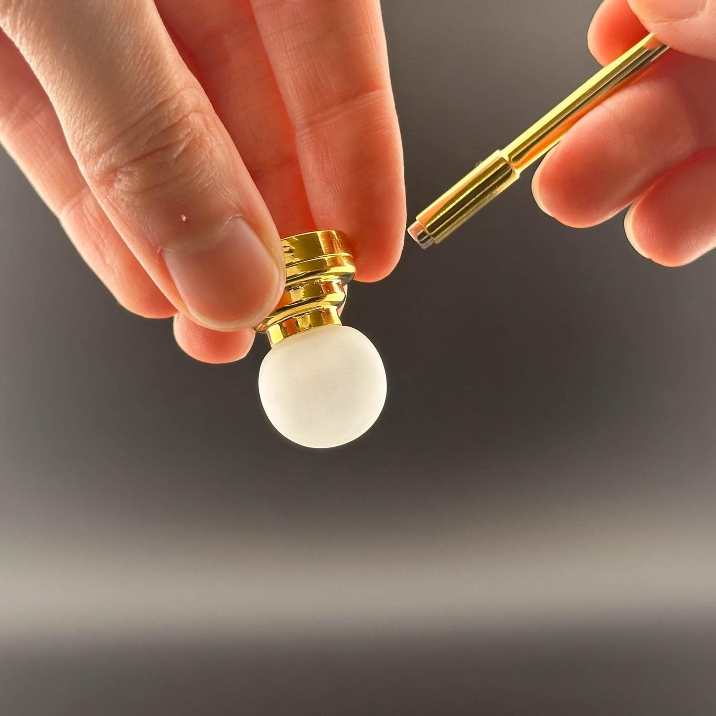 Miniature brass ceiling lamp Touchless operation with Wand frosted globe shade LED  light 1:12 scale for dollhouse No-touch No-Switch